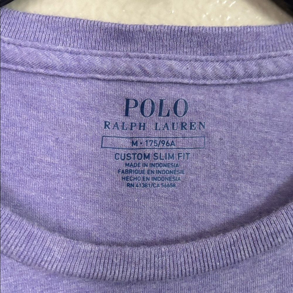 Polo Ralph Lauren Jersey Crewneck T-Shirt Mens Medium Purple Custom Slim Fit - Picture 4 of 7